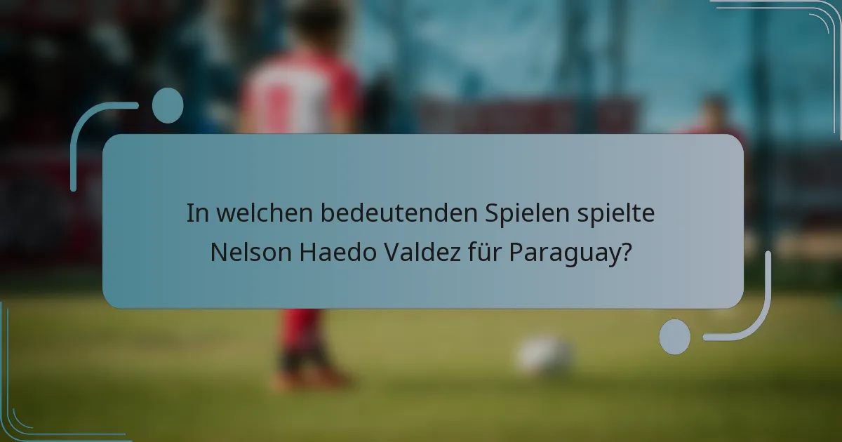 In welchen bedeutenden Spielen spielte Nelson Haedo Valdez für Paraguay?