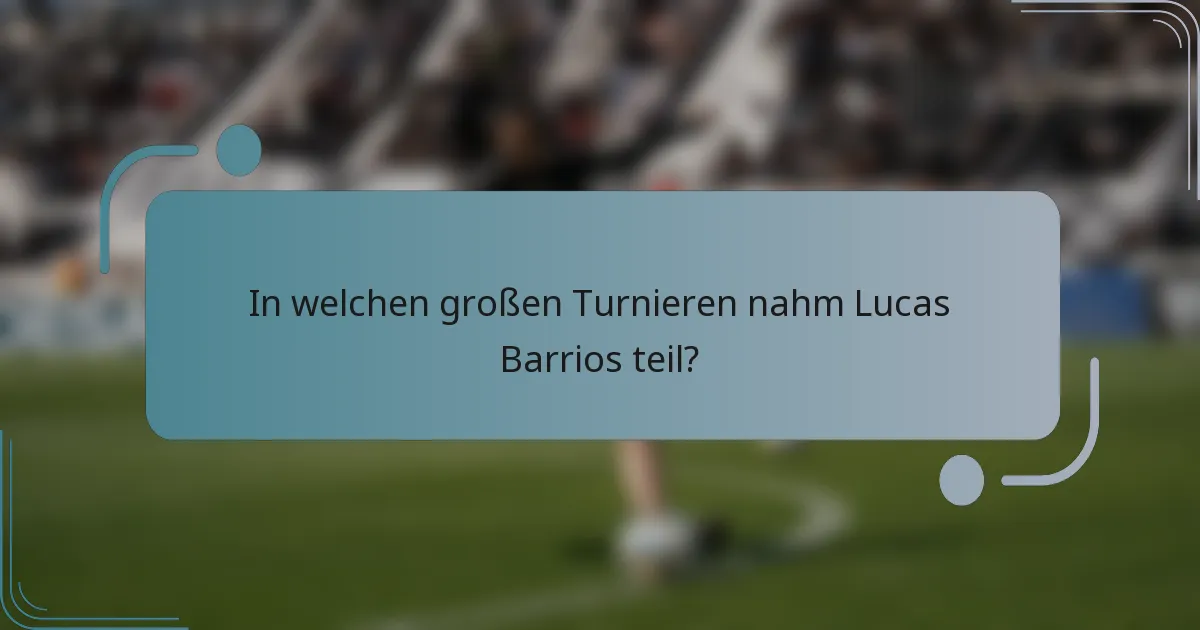 In welchen großen Turnieren nahm Lucas Barrios teil?