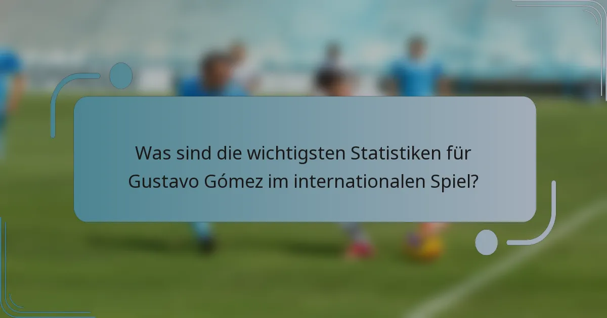 Was sind die wichtigsten Statistiken für Gustavo Gómez im internationalen Spiel?