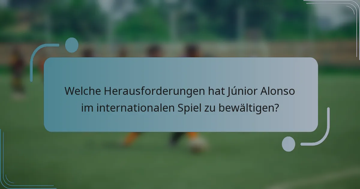 Welche Herausforderungen hat Júnior Alonso im internationalen Spiel zu bewältigen?