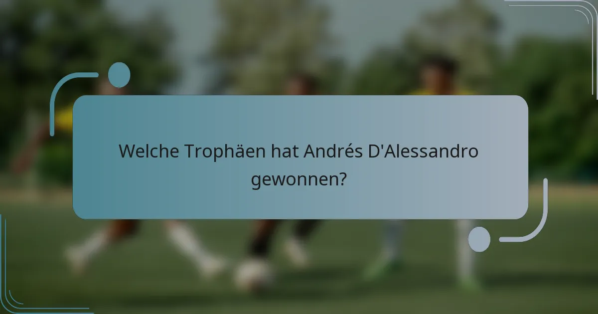 Welche Trophäen hat Andrés D'Alessandro gewonnen?