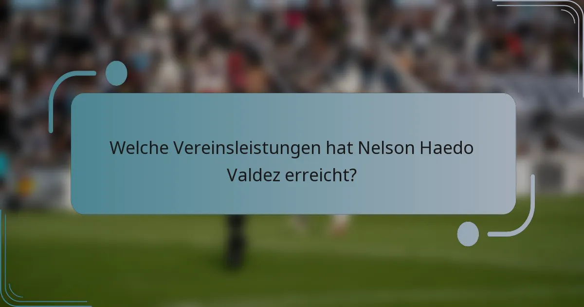 Welche Vereinsleistungen hat Nelson Haedo Valdez erreicht?