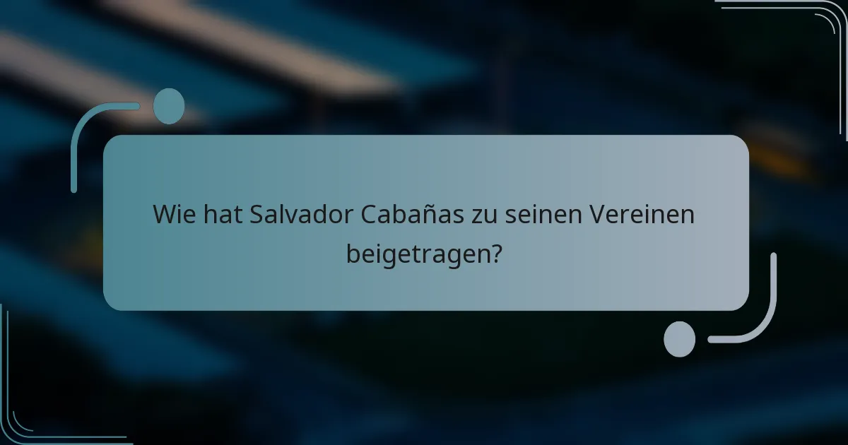 Wie hat Salvador Cabañas zu seinen Vereinen beigetragen?